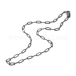 304ステンレススチールアズキチェーンネックレス  電気泳動黒  17.1インチ（43.5cm）&nbsp;NJEW-JN03628-01
