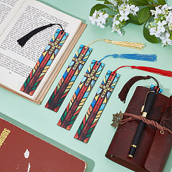 5 шт. прямоугольной формы деревянные закладки из фанеры тополя&nbsp;AJEW-UN0002-47B