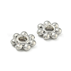 ラックメッキ亜鉛合金スペーサービーズ  長持ちメッキ  花  プラチナ  6x1.5mm  穴：1.5mm&nbsp;FIND-T071-04P