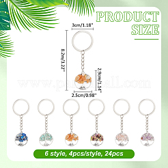 Брелки с плоским круглым тисненым сплавом и драгоценными камнями в тибетском стиле с изображением дерева жизни KEYC-AR00001