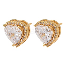 Boucles d'oreilles en laiton avec micro pavé de zircons cubiques pour femmes&nbsp;EJEW-F418-06G