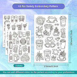 4 лист 11.6x8.2-дюймовых рисунков вышивки палочками и стежками DIY-WH0455-066