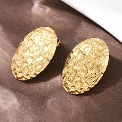 Овальные серьги-гвоздики из кованой нержавеющей стали 304 EJEW-I320-21G-03