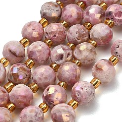 Fili di perline di cristallo geode druzy elettrolitico placcato&nbsp;G-F833-P01-10mm-01