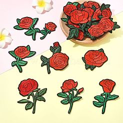 22 pieza de parche para coser o planchar con bordado computarizado de poliéster con flor de rosa&nbsp;PATC-CJZ0001-01