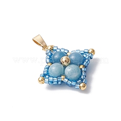 Подвески в форме звезды из окрашенного натурального синего кварца и стеклянных бусин&nbsp;PALLOY-MZ00692-01