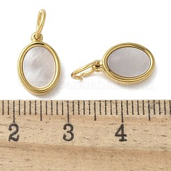 Подвески из нержавеющей стали 304 с покрытием из натуральной раковины морского ушка/белой раковины&nbsp;STAS-U037-03G-02