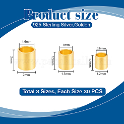 90 шт. 3 стиля s925 бусины-трубочки из стерлингового серебра&nbsp;FIND-PH0028-57G