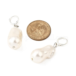 2 paio di orecchini a cerchio in ottone e plastica con perle&nbsp;EJEW-JE06485