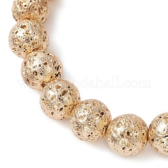 3 шт. 3 стиля гальванизированные натуральные лавовые камни круглые бусины эластичные браслеты для женщин и мужчин BJEW-JB11982