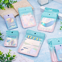 50 шт. 5 стиля прямоугольные блестящие голографические ПВХ пакеты с застежкой-молнией ABAG-TA0001-90