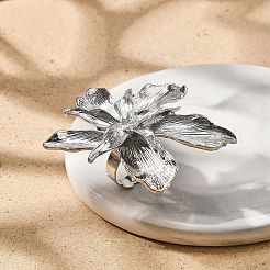 Регулируемые кольца из цветочного сплава для женщин&nbsp;LS-RJEW-B108-01P