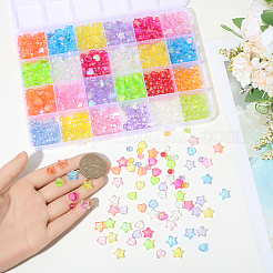 880шт 24 цвета прозрачные акриловые бусины&nbsp;MACR-PA0001-41