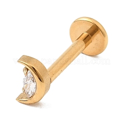 F136 Titan Pavé klare Zirkonia Mond Labrets mit Innengewinde&nbsp;ME-CBA9828-01G