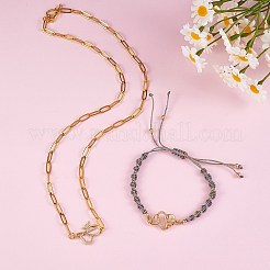4 pièces 4 connecteurs de liens de zircone cubique transparents en laiton de style micro pavé&nbsp;ZIRC-SZ0002-24