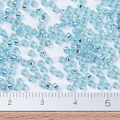 MIYUKIラウンドロカイユビーズ  日本製シードビーズ  11/0  （rr18)シルバーライニングアクア  2x1.3mm  穴：0.8mm  約50000個/ポンド&nbsp;SEED-G007-RR0018