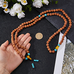 1 Stück Mala-Halsketten mit Bodhi- und synthetischen Türkisperlen&nbsp;NJEW-DC0001-21