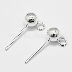 純シルバー製の耳スタッドパーツ  銀  16x5mm  穴：2mm  ピン：0.8mm  約26pairs / 20グラム&nbsp;STER-N0001-003