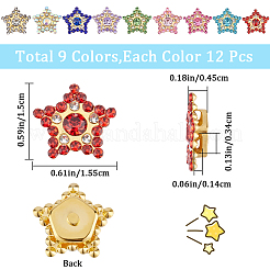 108 шт. 9-х цветные пришивные стразы со звездами OACR-GF0001-13