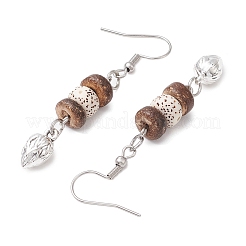 Orecchini pendenti in cocco naturale bodhi e lega&nbsp;EJEW-JE06173-02