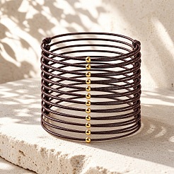 Armbandsets mit runden Messingperlen und handgewebter Polyesterschnur (2 Strang)&nbsp;LY1843-1