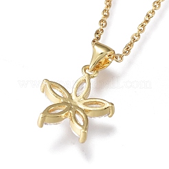 Collares pendientes de circonita cúbica transparente micro pavé de latón&nbsp;NJEW-R256-11