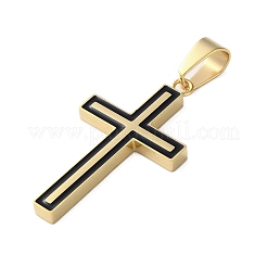 304ステンレススチールエナメルペンダント  クロスチャーム  PVD真空メッキ  ゴールドカラー  37.5x21x3mm  穴：9x5.5mm&nbsp;STAS-G346-43G