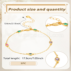 1шт латунный браслет со стразами в форме капли&nbsp;BJEW-LP0015-20