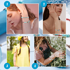 12 шт. 6 стиля окрашенные синтетические бирюзовые плетеные браслеты из бисера с сердцем и сглазом&nbsp;BJEW-WH0020-02