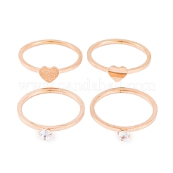 Juego de anillos de dedo de acero inoxidable 304 con forma de corazón para mujer&nbsp;RJEW-C086-30-RG
