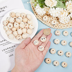 60 шт. 6 стиля необработанных бусин из натурального дерева с принтом WOOD-GL0001-13A