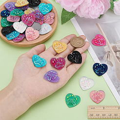 40 Stück 10 Farben Herz mit Pfotenabdruck Harz aufnähbarer Strass&nbsp;DIY-FG0008-77