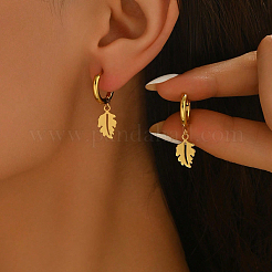 Элегантные серьги-кольца из нержавеющей стали в форме листа ZF9434