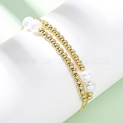 Ожерелья с круглыми бусинами из латуни и искусственного жемчуга ABS BJEW-H209-02G