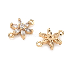 真鍮舗装クリアキュービックジルコニアコネクタチャーム  花のリンク  18KGP本金メッキ  16x10.5x4mm  穴：1.2mm&nbsp;CU-CBA3F77-07G