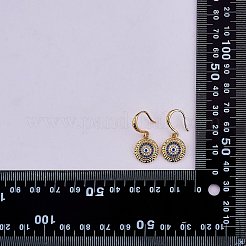 Кубический цирконий плоские круглые серьги с подвесками от сглаза&nbsp;EJEW-SW00011-03