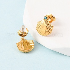 3 пара серег-гвоздиков Ocean Series из нержавеющей стали 304 в форме морских звезд и ракушек&nbsp;EJEW-K268-92G