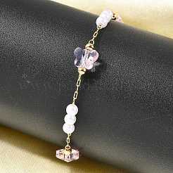 Браслеты-цепочки из латуни и стекла для женщин BJEW-F517-02G-01