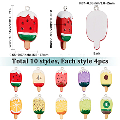 40шт 10 стиля непрозрачные подвески из смолы&nbsp;RESI-SC0006-16