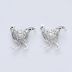 合金のチベット風チャーム  カドミウムフリー＆鉛フリー  チキン  アンティークシルバー  20.5x20x5.5mm  穴：2mm  約169個/500g&nbsp;TIBE-R316-023AS-RS