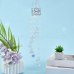 Цветочные круглые стеклянные бусины с кисточками HJEW-WH20020-007D