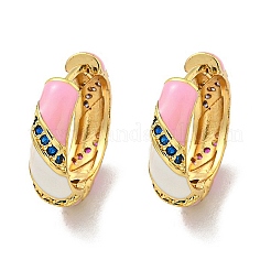 Серьги-кольца из латуни с микропаве из кубического циркония EJEW-C088-33G