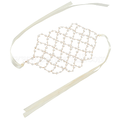 Пластиковые повязки на голову с имитацией жемчуга и полиэстеровой сеткой AJEW-WH20080-60A