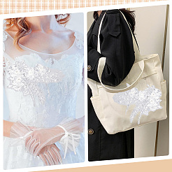 Appliques brodées par ordinateur en polyester à motif floral et strass&nbsp;DIY-WH20050-16B
