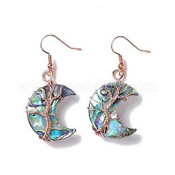 Orecchini pendenti con falce di luna in conchiglia di paua naturale&nbsp;EJEW-G307-01RG