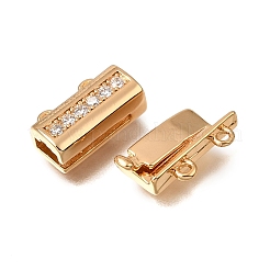 Fermagli a scatola in ottone con micro pavé di zirconi cubici trasparenti a 4 foro&nbsp;CU-CBA4292-863G