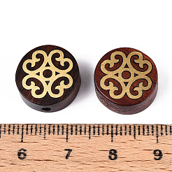 Натуральные сандаловые бусины и латунные бусины&nbsp;WOOD-T032-33B