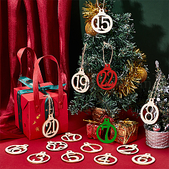 Номер 1~ 24 незаконченный деревянный фонарь подвесные украшения HJEW-WH0042-92