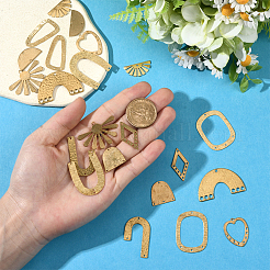 24 шт. 12 стиля латунных филигранных соединительных звеньев и подвесок&nbsp;KK-SC0006-83