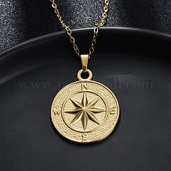 Ожерелья с подвесками из нержавеющей стали 304 в виде компаса&nbsp;NJEW-M096-19G